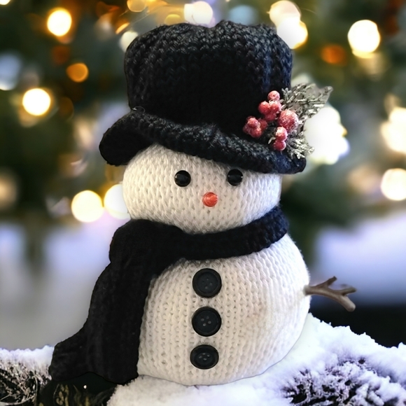 Handcrafted 9" Snowman w/ Top Hat Christmas Decor Winter Holiday Gift Decoration - Picture 8 of 13
